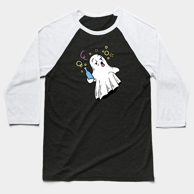 Boo-zy Ghost Grooves Baseball T-Shirt by Life2LiveDesign